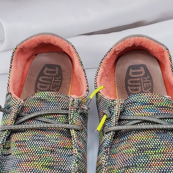 Hey Dude Womens Size 11 Wendy Sox Peacock Pink Multicolor Fabric Casual Shoes - Picture 4 of 10